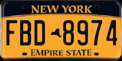 NY license plate FBD8974