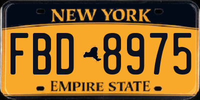 NY license plate FBD8975