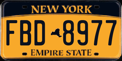 NY license plate FBD8977