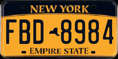 NY license plate FBD8984