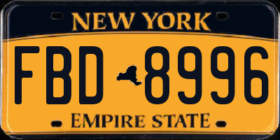 NY license plate FBD8996