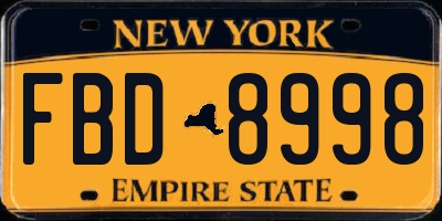 NY license plate FBD8998