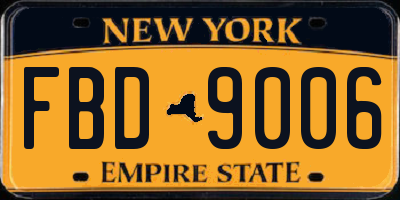 NY license plate FBD9006
