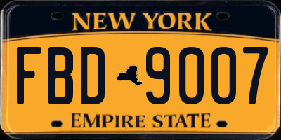 NY license plate FBD9007