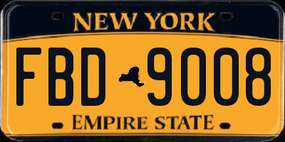 NY license plate FBD9008