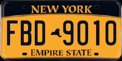 NY license plate FBD9010