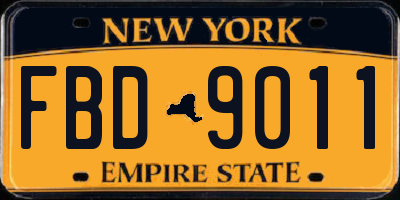 NY license plate FBD9011