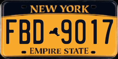 NY license plate FBD9017