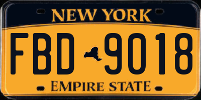 NY license plate FBD9018