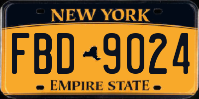 NY license plate FBD9024