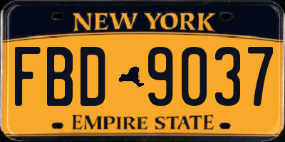NY license plate FBD9037