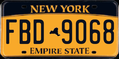 NY license plate FBD9068