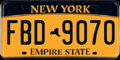 NY license plate FBD9070