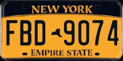 NY license plate FBD9074