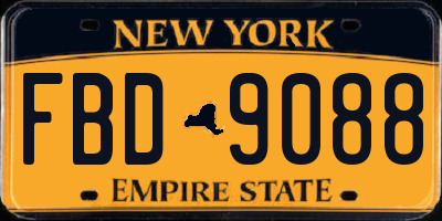 NY license plate FBD9088