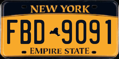 NY license plate FBD9091