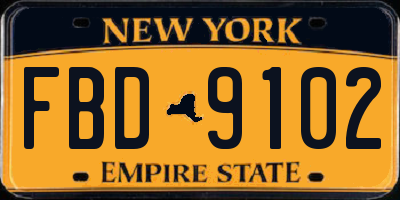 NY license plate FBD9102