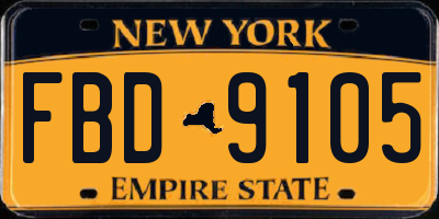 NY license plate FBD9105
