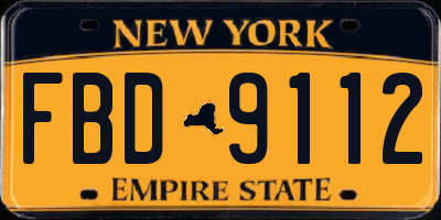 NY license plate FBD9112