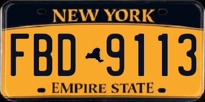 NY license plate FBD9113