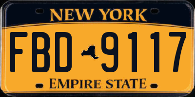 NY license plate FBD9117
