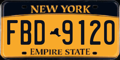 NY license plate FBD9120