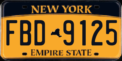 NY license plate FBD9125