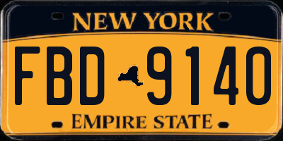 NY license plate FBD9140