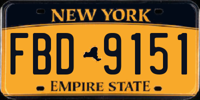 NY license plate FBD9151