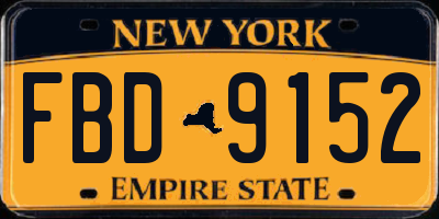 NY license plate FBD9152