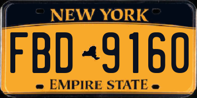NY license plate FBD9160