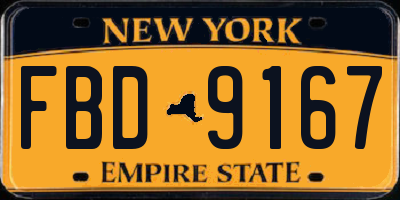 NY license plate FBD9167
