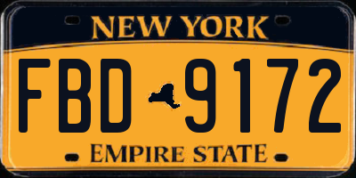NY license plate FBD9172
