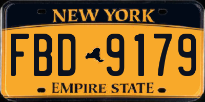 NY license plate FBD9179