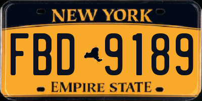 NY license plate FBD9189