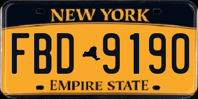 NY license plate FBD9190