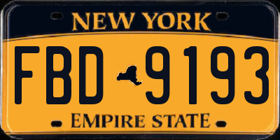NY license plate FBD9193