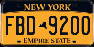 NY license plate FBD9200