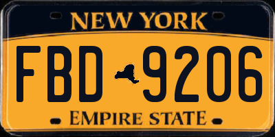 NY license plate FBD9206