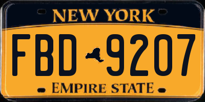 NY license plate FBD9207