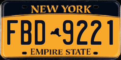 NY license plate FBD9221