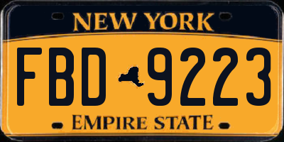NY license plate FBD9223
