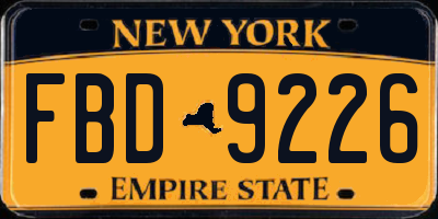 NY license plate FBD9226