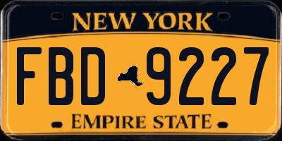 NY license plate FBD9227