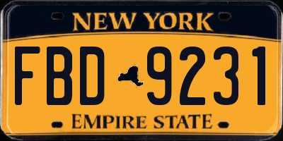 NY license plate FBD9231