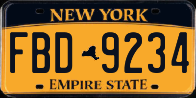 NY license plate FBD9234