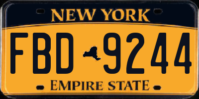 NY license plate FBD9244