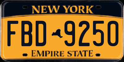 NY license plate FBD9250