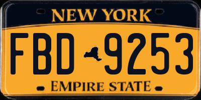NY license plate FBD9253