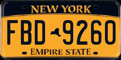 NY license plate FBD9260